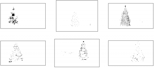 Árboles de Navidad, después de umbral en HSV, así como el brillo monocromo