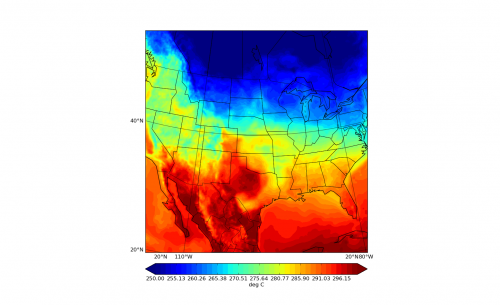 mapa de temperaturas de EE.UU. con datos de sql