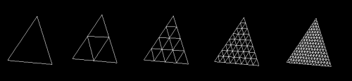 triángulos dibujados recursivamente